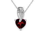 Natural Red Garnet 3/4 Carat (ctw) Heart Pendant Necklace in Sterling Silver and Chain